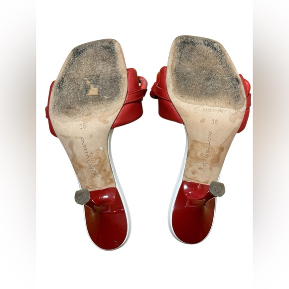 JOHN GALLIANO Chain Leather Stiletto Sandals in Red Size 6.5 - Picture 7 of 12
